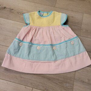 Vtg Jayne Avery Inc Boston Mass Color block Corduroy Toddler Girl 2T USA Dress